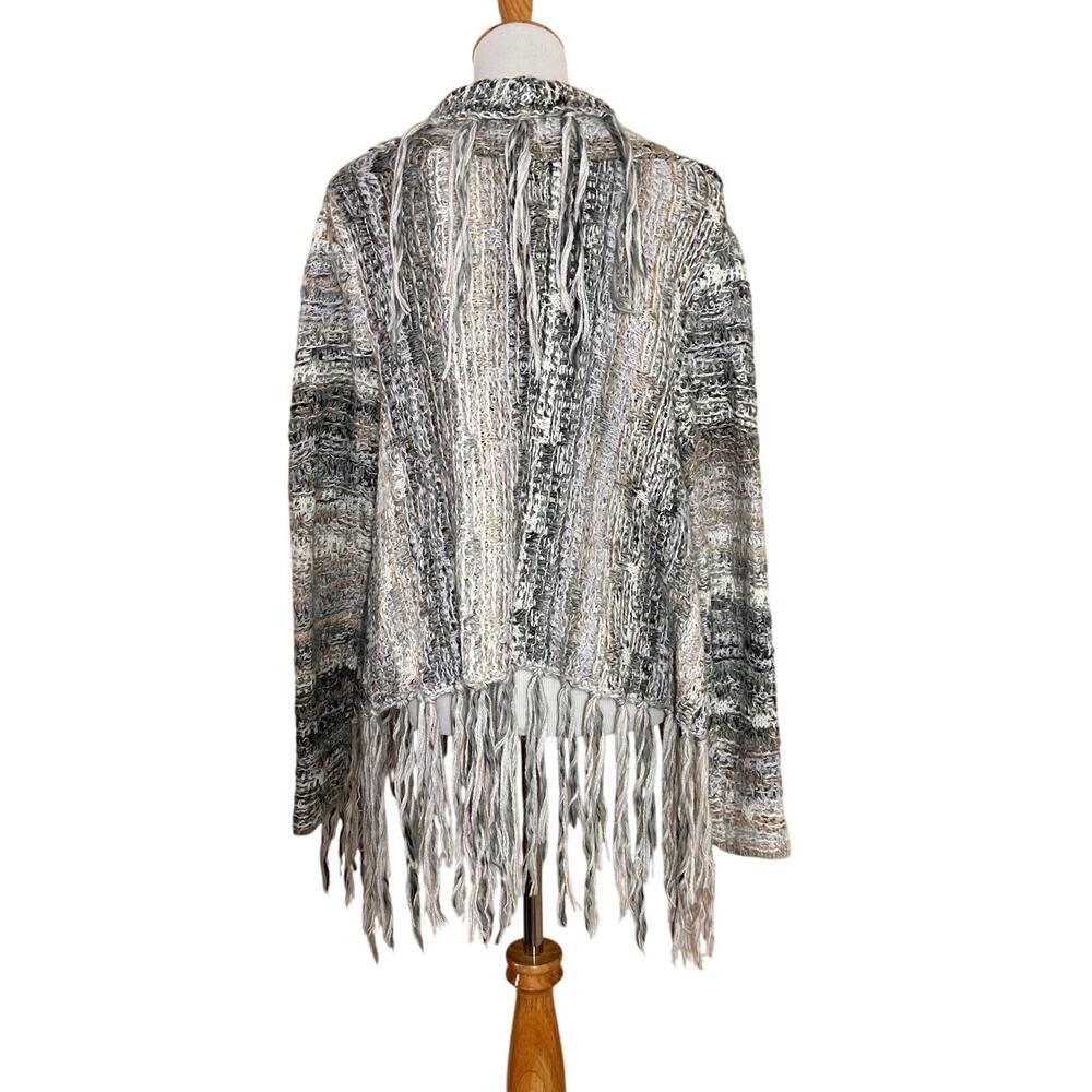 Free People Chunky Knit Fringe Birkenstock Open Cardigan Sz M - Picture 4 of 9